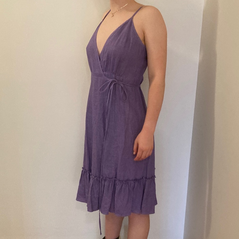 Reformation Lavender linen wrap Midi Dress